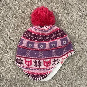 The North Face Fair Isle Winter Hat / Earflap Beanie Pink Purple -Baby / Toddler
